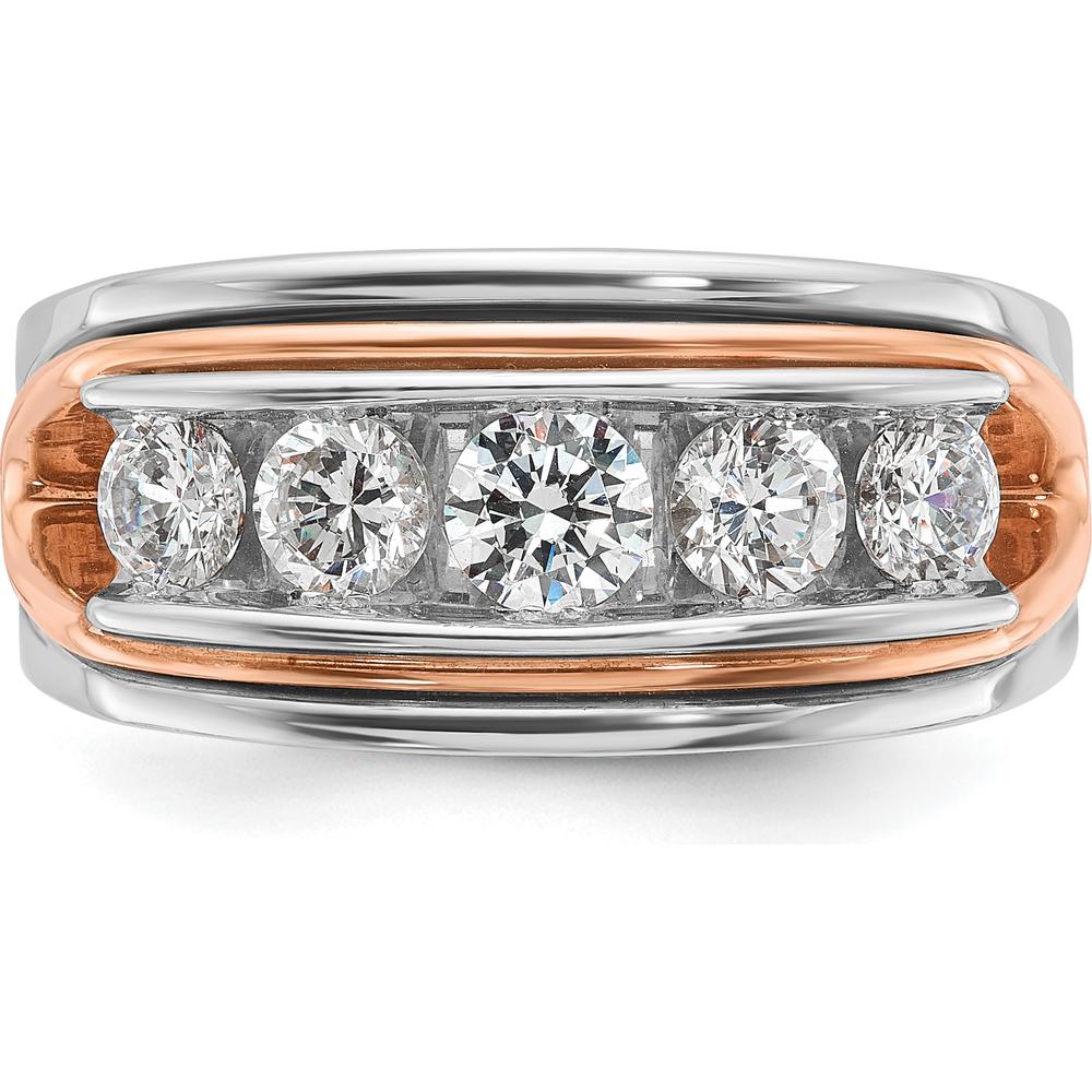 14K White and Rose Gold Men's 5-Stone Polished and Cut-Out Ring Mounting with Diamonds by IBGoodman