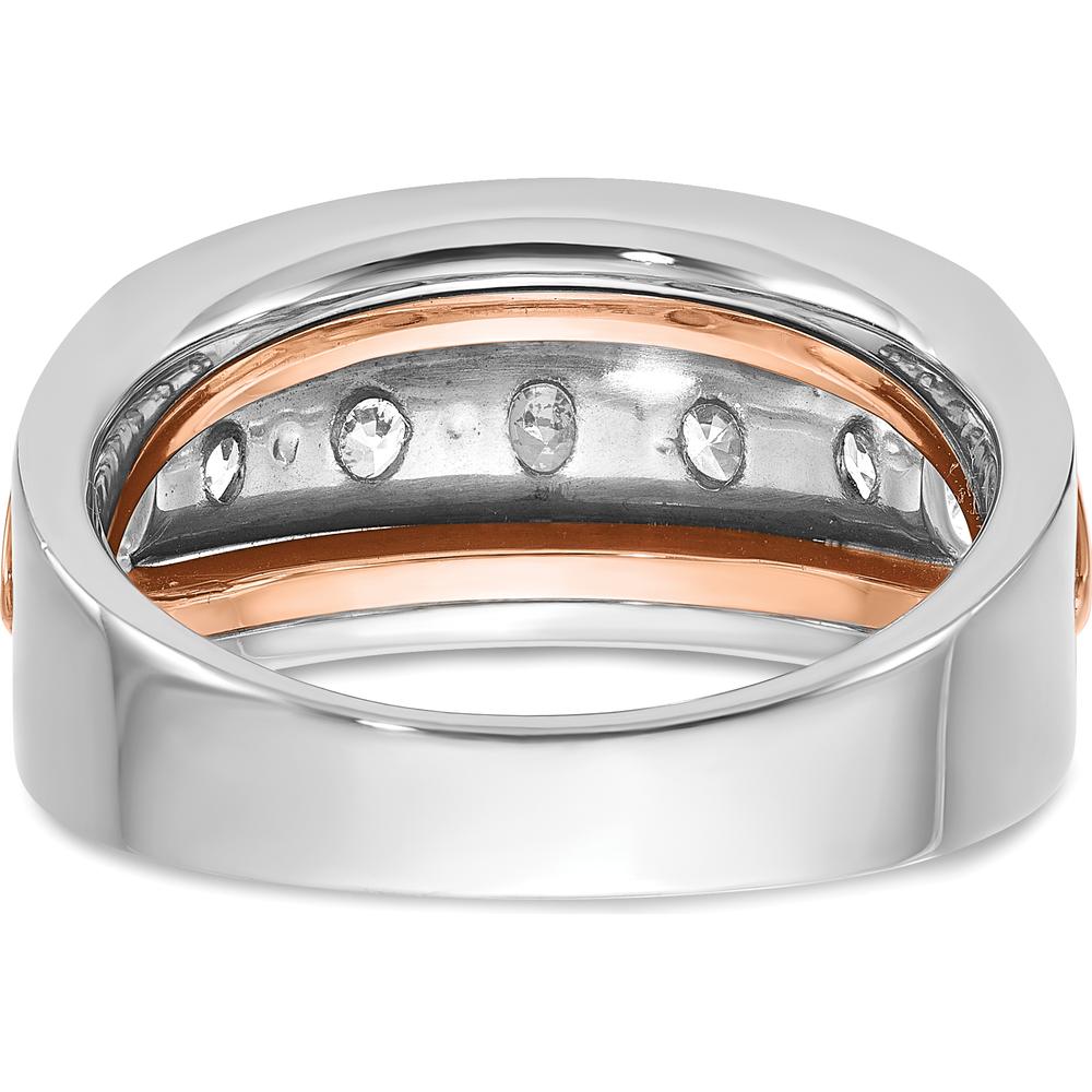 14K White and Rose Gold Men's 5-Stone Polished and Cut-Out Ring Mounting with Diamonds by IBGoodman