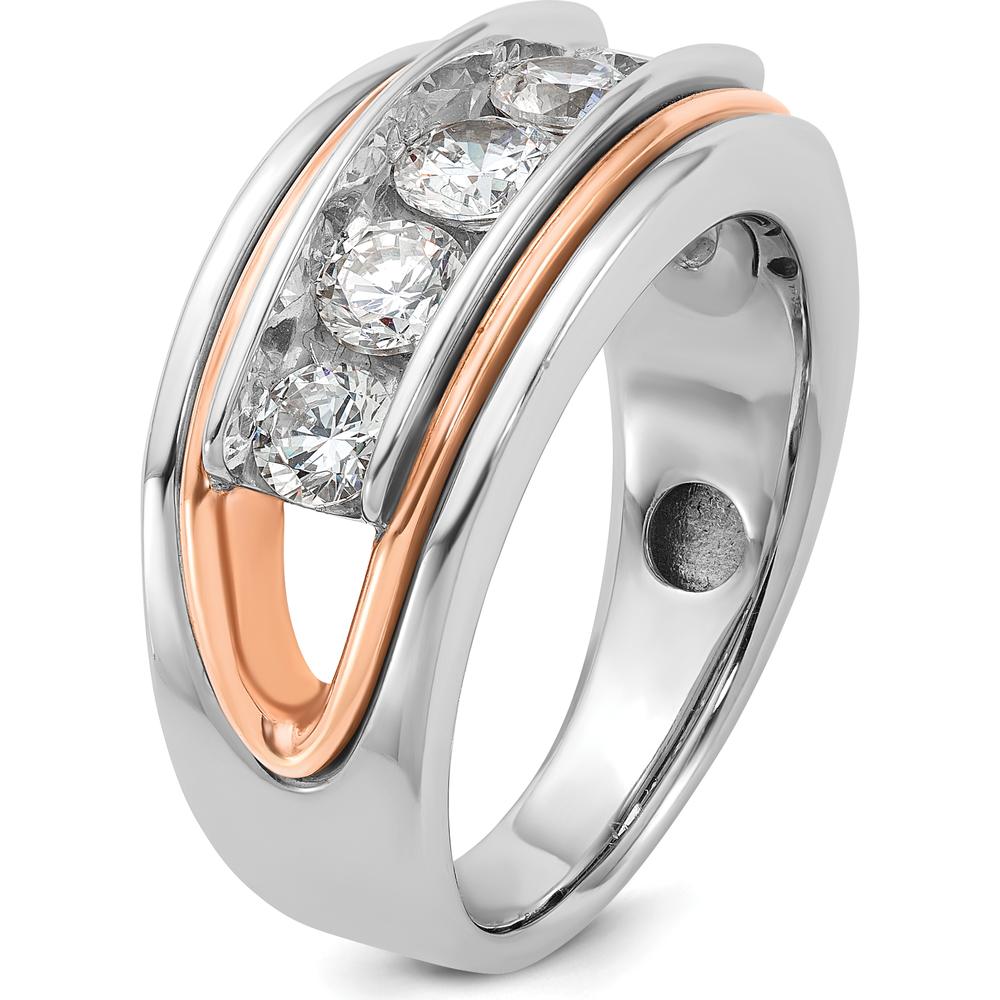 14K White and Rose Gold Men's 5-Stone Polished and Cut-Out Ring Mounting with Diamonds by IBGoodman