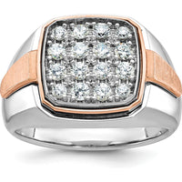 14K White and Rose Gold Men's Diamond Cluster Ring - 1.00 Carats AA Quality Diamonds by IBGoodman