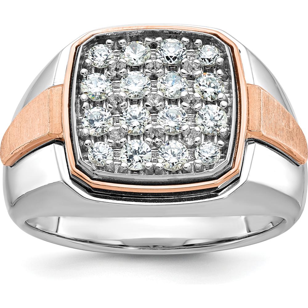14K White and Rose Gold Men's Diamond Cluster Ring - 1.00 Carats AA Quality Diamonds by IBGoodman