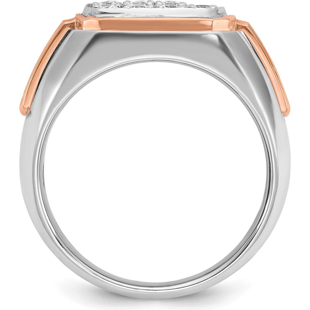 14K White and Rose Gold Men's Diamond Cluster Ring - 1.00 Carats AA Quality Diamonds by IBGoodman