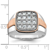 14K White and Rose Gold Men's Diamond Cluster Ring - 1.00 Carats AA Quality Diamonds by IBGoodman