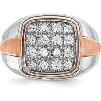 14K White and Rose Gold Men's Diamond Cluster Ring - 1.00 Carats AA Quality Diamonds by IBGoodman