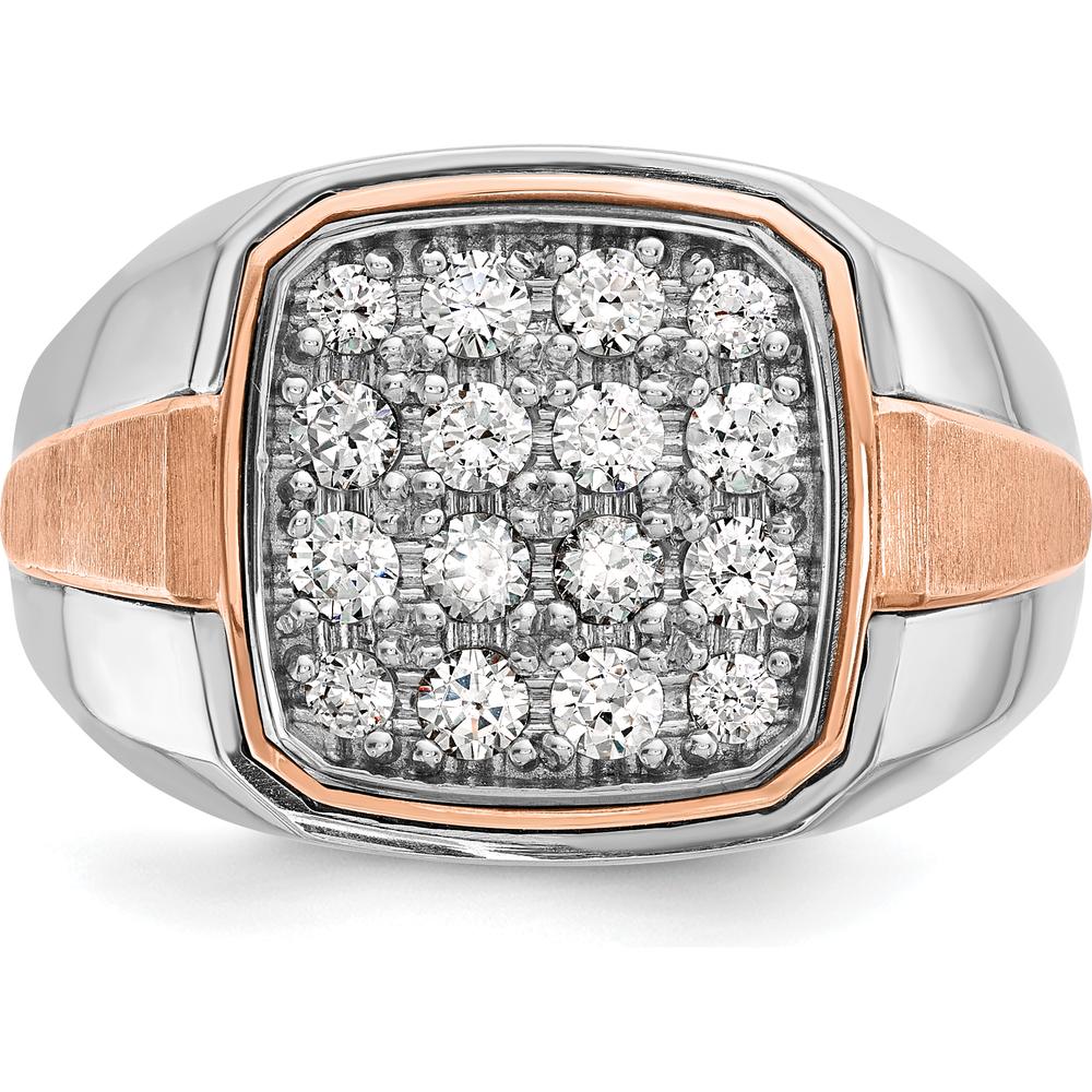 14K White and Rose Gold Men's Diamond Cluster Ring - 1.00 Carats AA Quality Diamonds by IBGoodman
