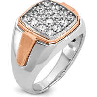 14K White and Rose Gold Men's Diamond Cluster Ring - 1.00 Carats AA Quality Diamonds by IBGoodman