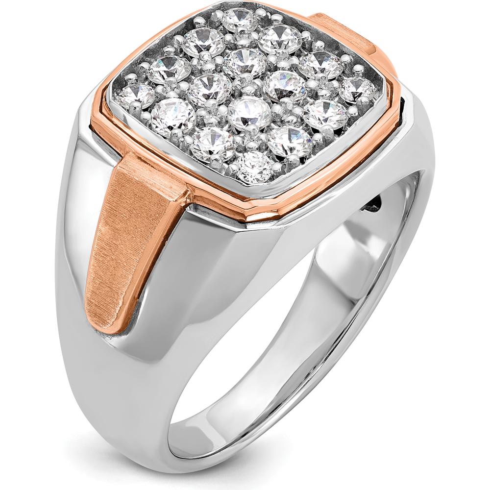 14K White and Rose Gold Men's Diamond Cluster Ring - 1.00 Carats AA Quality Diamonds by IBGoodman