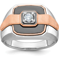 14K White and Rose Gold Men's Diamond Ring with Black Rhodium - 0.349 Carats Diamond Weight by IBGoodman