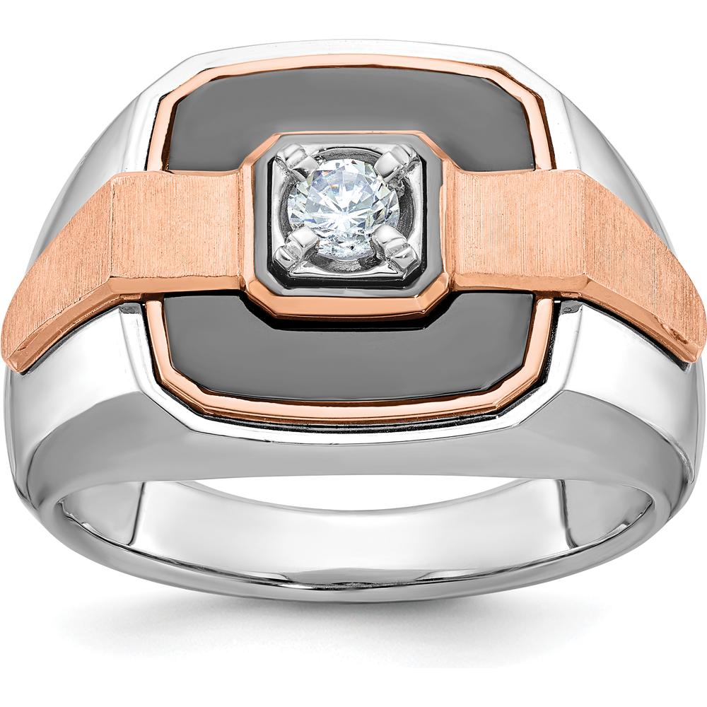 14K White and Rose Gold Men's Diamond Ring with Black Rhodium - 0.349 Carats Diamond Weight by IBGoodman