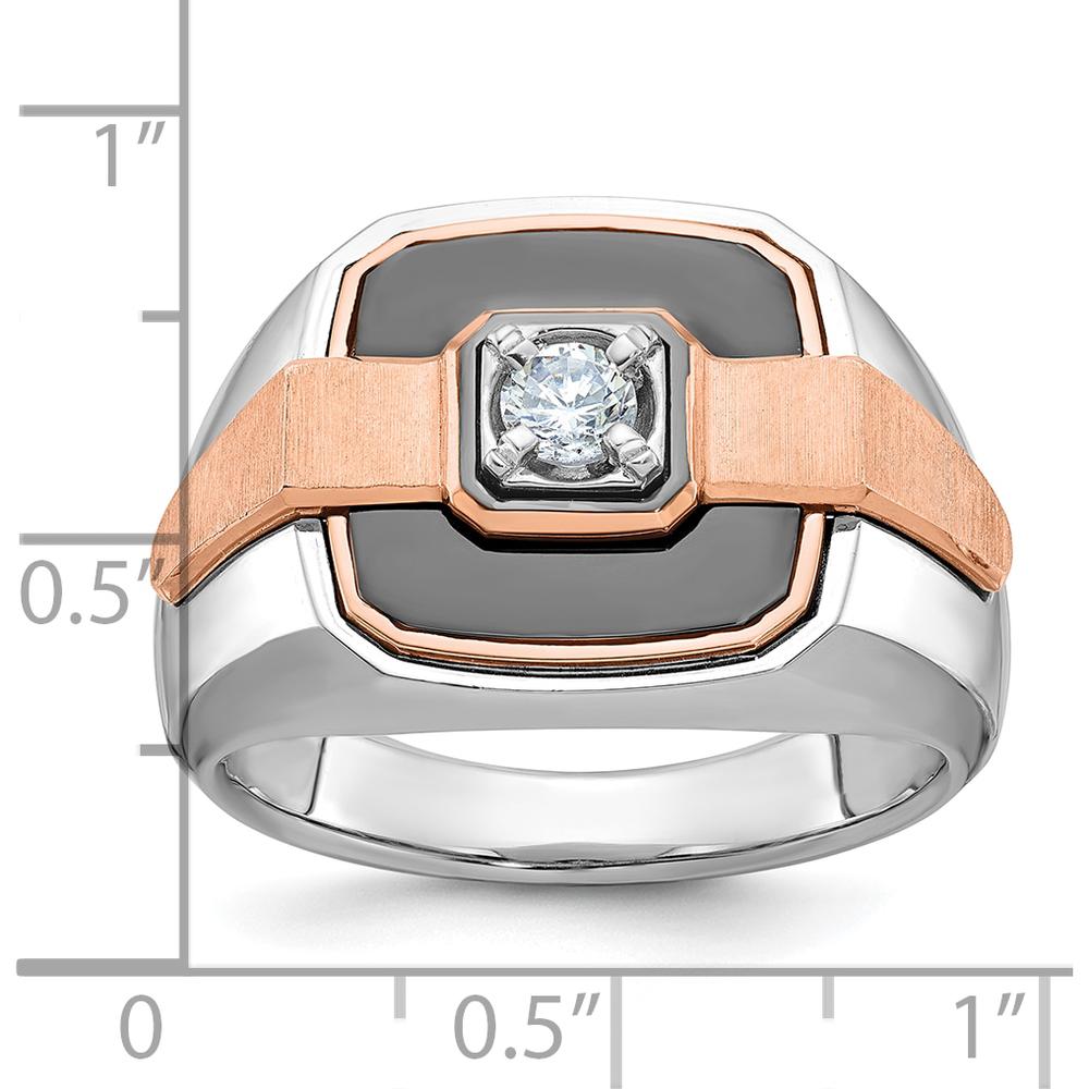 14K White and Rose Gold Men's Diamond Ring with Black Rhodium - 0.349 Carats Diamond Weight by IBGoodman