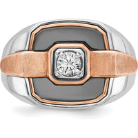 14K White and Rose Gold Men's Diamond Ring with Black Rhodium - 0.349 Carats Diamond Weight by IBGoodman