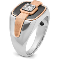 14K White and Rose Gold Men's Diamond Ring with Black Rhodium - 0.349 Carats Diamond Weight by IBGoodman