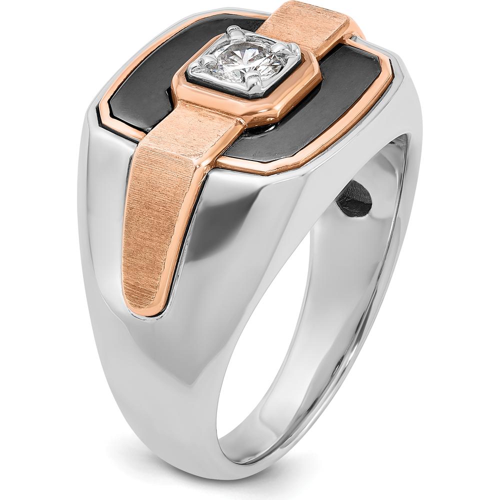 14K White and Rose Gold Men's Diamond Ring with Black Rhodium - 0.349 Carats Diamond Weight by IBGoodman