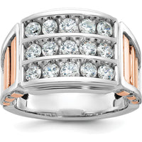 14K White and Rose Gold Men's Diamond Ring with Cut-Out Detailing - 1.5 Carats Total Diamond Weight by IBGoodman