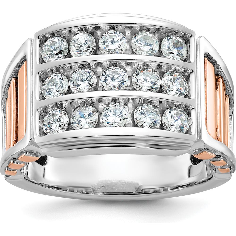 14K White and Rose Gold Men's Diamond Ring with Cut-Out Detailing - 1.5 Carats Total Diamond Weight by IBGoodman