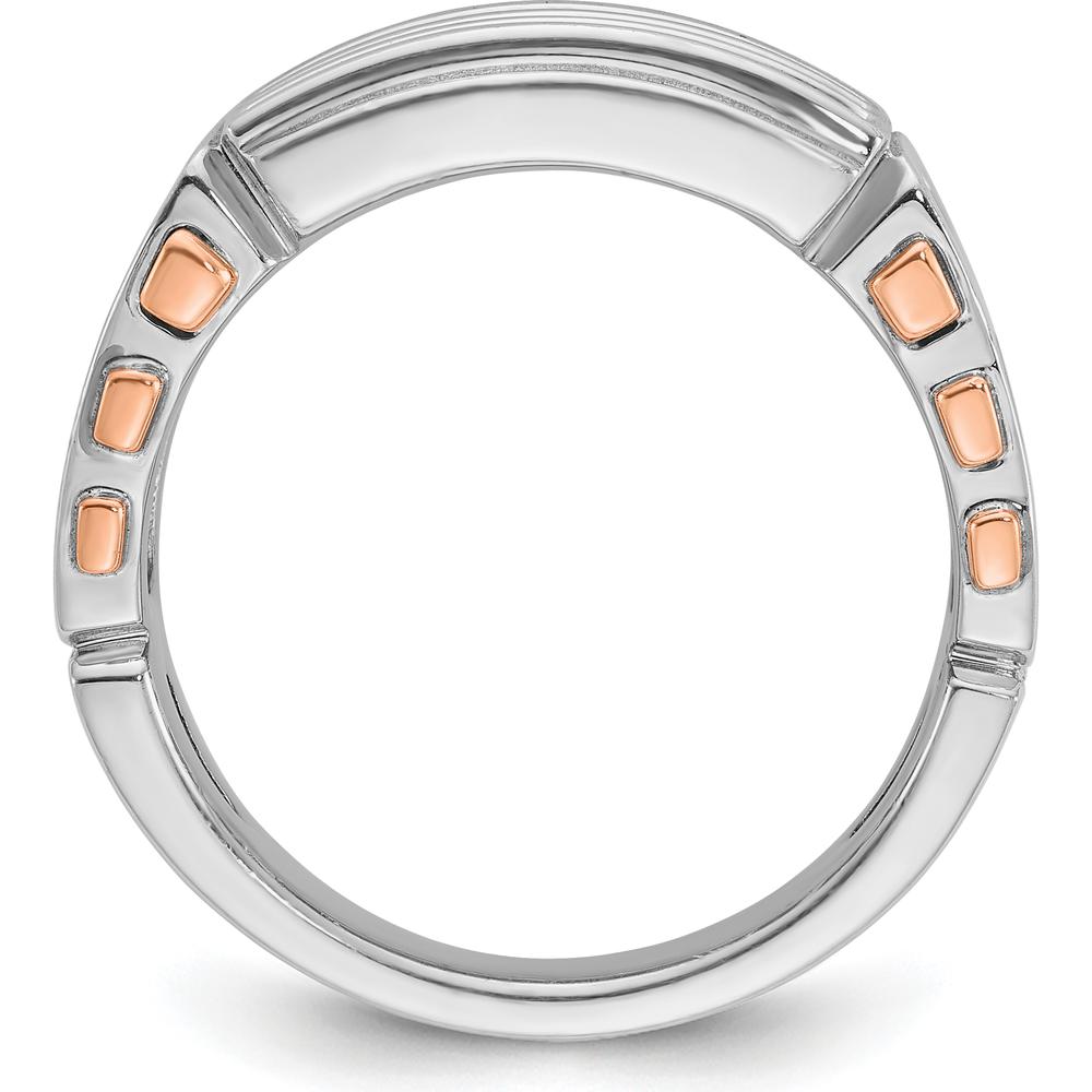 14K White and Rose Gold Men's Diamond Ring with Cut-Out Detailing - 1.5 Carats Total Diamond Weight by IBGoodman