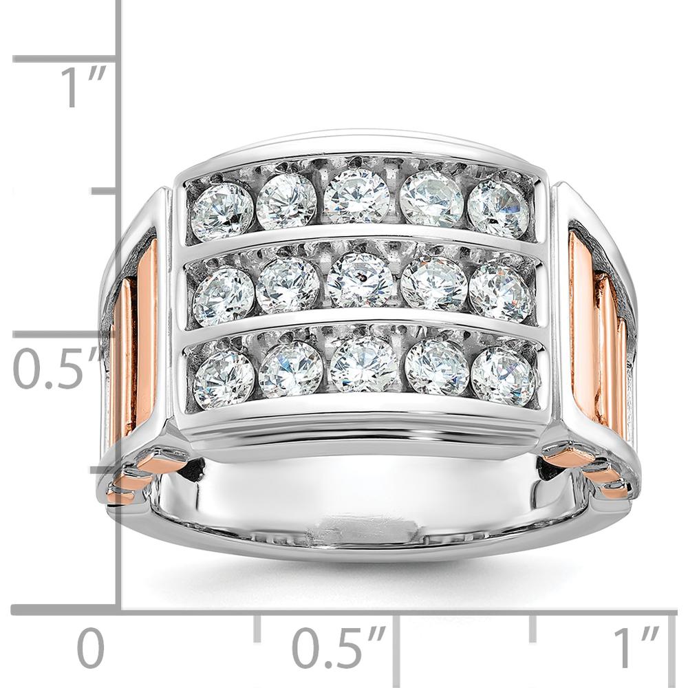 14K White and Rose Gold Men's Diamond Ring with Cut-Out Detailing - 1.5 Carats Total Diamond Weight by IBGoodman