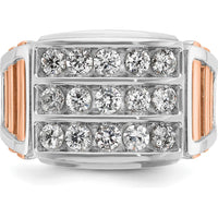 14K White and Rose Gold Men's Diamond Ring with Cut-Out Detailing - 1.5 Carats Total Diamond Weight by IBGoodman