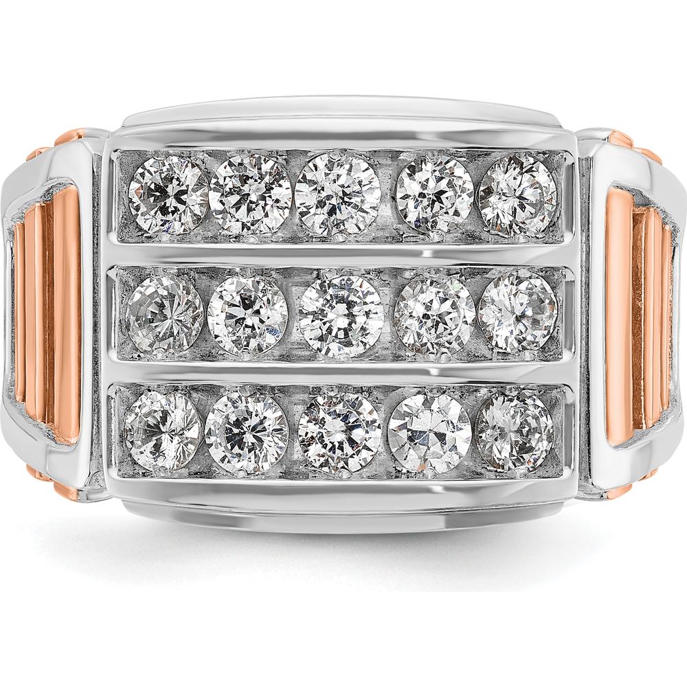 14K White and Rose Gold Men's Diamond Ring with Cut-Out Detailing - 1.5 Carats Total Diamond Weight by IBGoodman