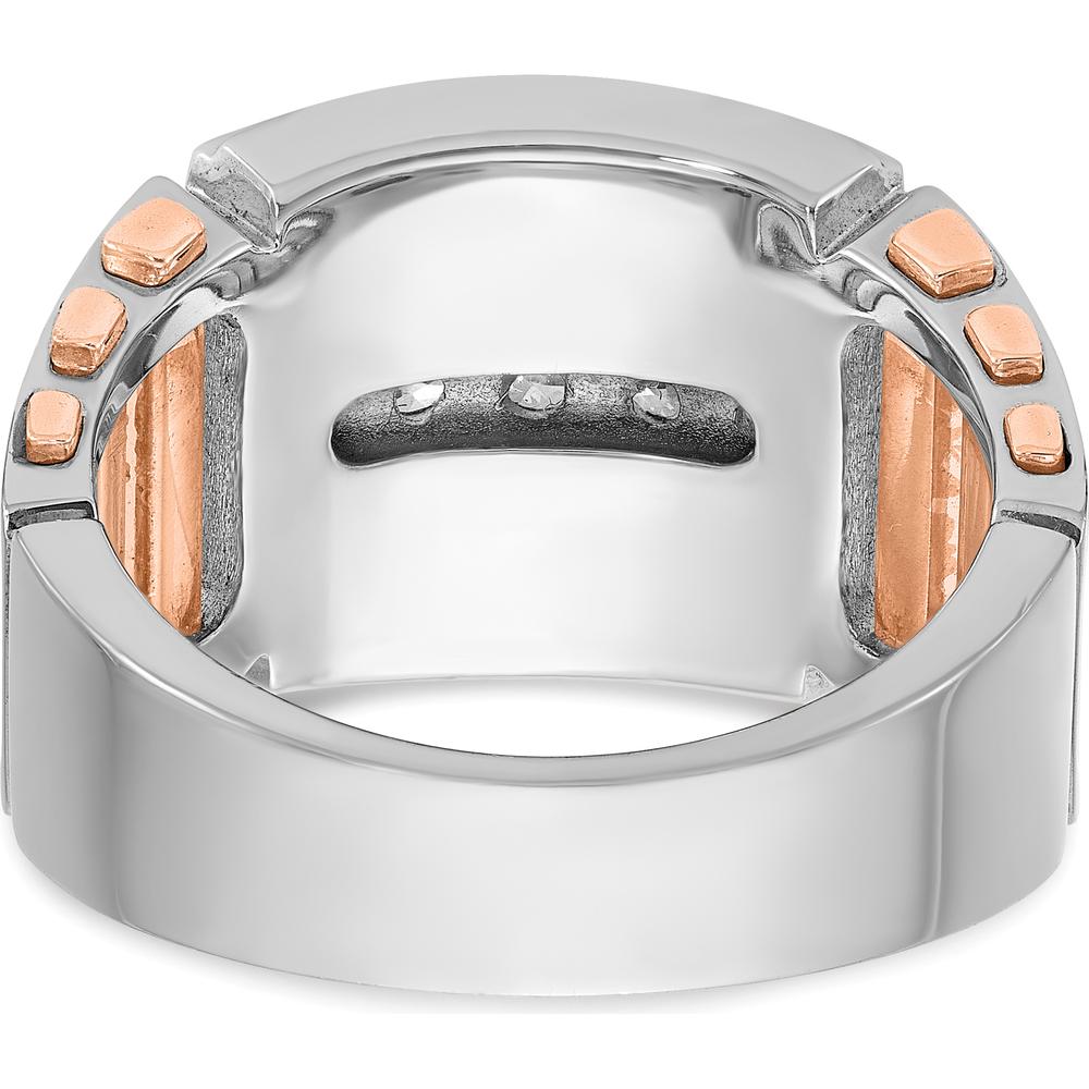 14K White and Rose Gold Men's Diamond Ring with Cut-Out Detailing - 1.5 Carats Total Diamond Weight by IBGoodman