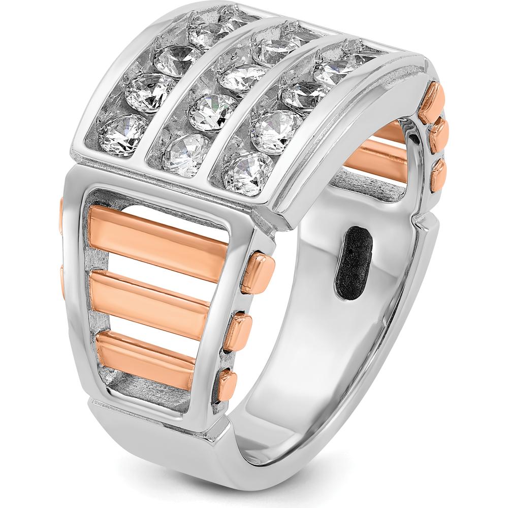 14K White and Rose Gold Men's Diamond Ring with Cut-Out Detailing - 1.5 Carats Total Diamond Weight by IBGoodman
