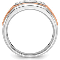 14K White and Rose Gold Men's Polished 5-Stone Diamond Ring - 0.24 Carats Total Diamond Weight by IBGoodman