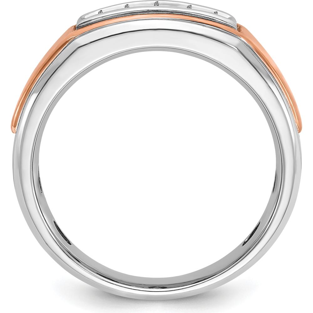 14K White and Rose Gold Men's Polished 5-Stone Diamond Ring - 0.24 Carats Total Diamond Weight by IBGoodman