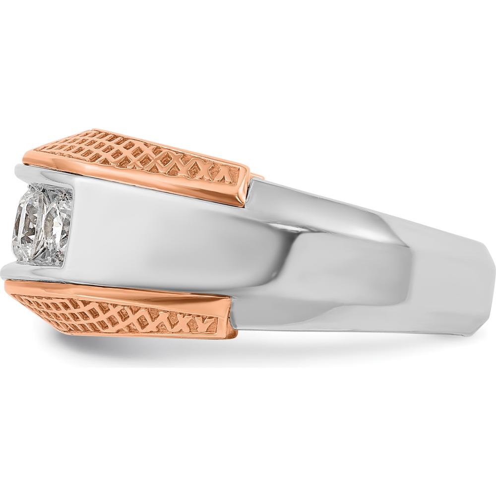 14K White and Rose Gold Men's Polished 5-Stone Diamond Ring - 1 Carat Total Diamond Weight by IBGoodman