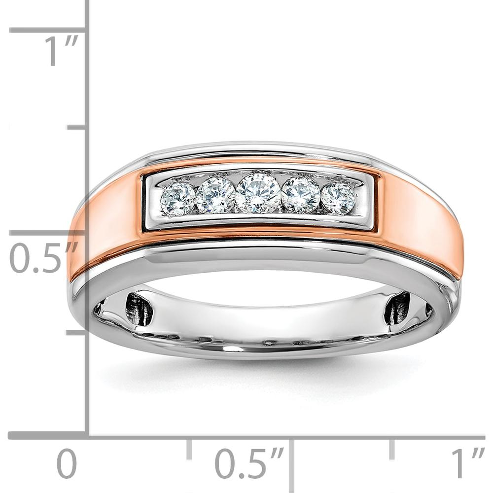 14K White and Rose Gold Men's Polished 5-Stone Diamond Ring Mounting by IBGoodman