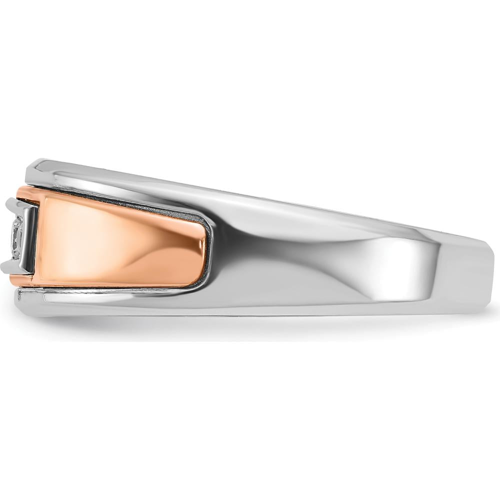 14K White and Rose Gold Men's Polished 5-Stone Diamond Ring Mounting by IBGoodman