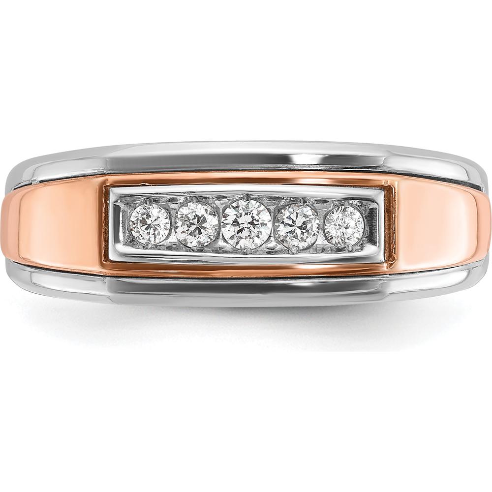 14K White and Rose Gold Men's Polished 5-Stone Diamond Ring Mounting by IBGoodman