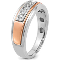14K White and Rose Gold Men's Polished 5-Stone Diamond Ring Mounting by IBGoodman