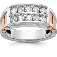 14K White and Rose Gold Men's Polished and Cut-Out 2-Row Ring Mounting by IBGoodman