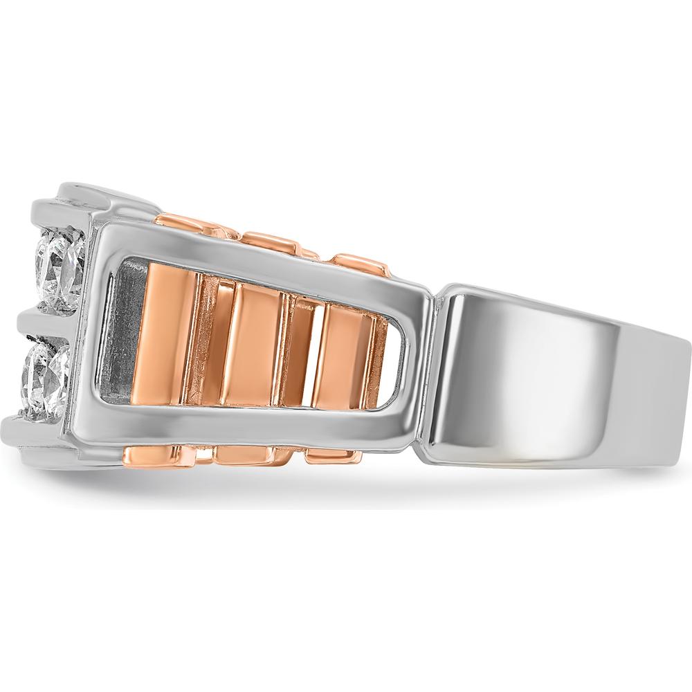 14K White and Rose Gold Men's Polished and Cut-Out 2-Row Ring Mounting by IBGoodman