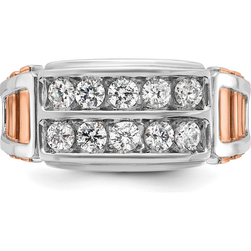 14K White and Rose Gold Men's Polished and Cut-Out 2-Row Ring Mounting by IBGoodman