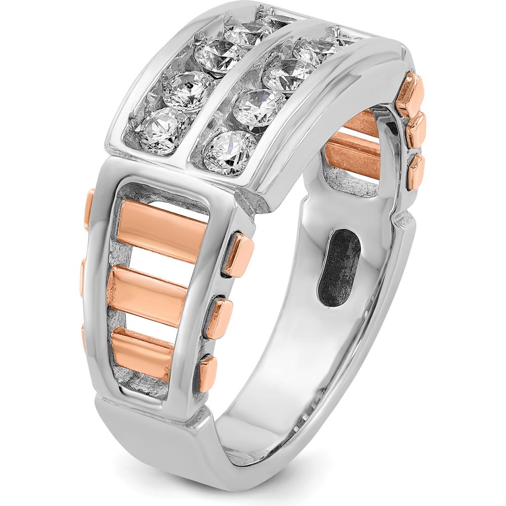 14K White and Rose Gold Men's Polished and Cut-Out 2-Row Ring Mounting by IBGoodman