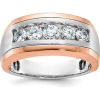 14K White and Rose Gold Men's Polished and Satin 5-Stone Ring Mounting - A Bold and Elegant Design by IBGoodman