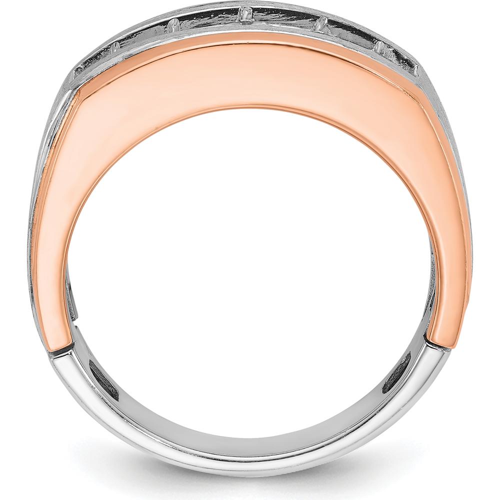 14K White and Rose Gold Men's Polished and Satin 5-Stone Ring Mounting - A Bold and Elegant Design by IBGoodman