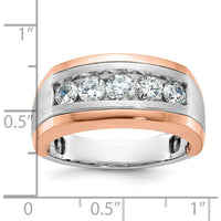 14K White and Rose Gold Men's Polished and Satin 5-Stone Ring Mounting - A Bold and Elegant Design by IBGoodman