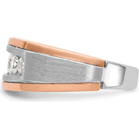 14K White and Rose Gold Men's Polished and Satin 5-Stone Ring Mounting - A Bold and Elegant Design by IBGoodman