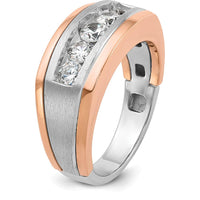 14K White and Rose Gold Men's Polished and Satin 5-Stone Ring Mounting - A Bold and Elegant Design by IBGoodman