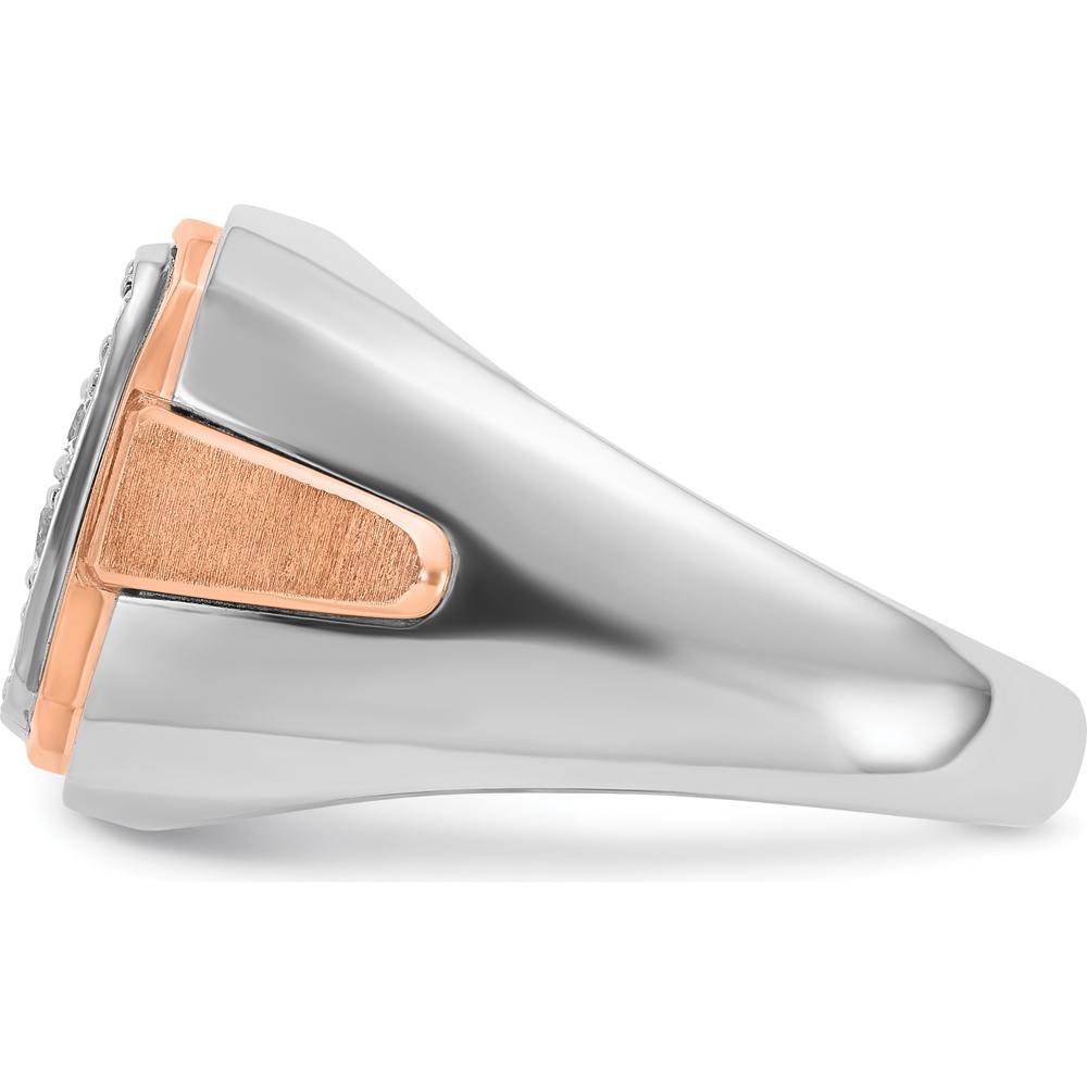 14K White and Rose Gold Men's Polished and Satin Cluster Ring with Diamonds - Total 1.0 Carats Diamond Weight by IBGoodman