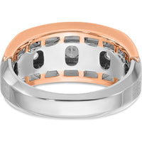 14K White and Rose Gold Men's Polished Satin and Cut-Out 5-Stone Ring with Round Diamonds by IBGoodman