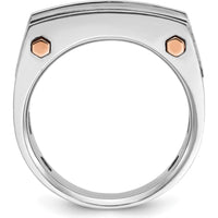 14K White and Rose Gold Men's Polished Satin and Grooved 5-Stone Diamond Ring - 1 Carat Total Diamond Weight by IBGoodman