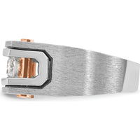 14K White and Rose Gold Men's Polished Satin and Grooved 5-Stone Diamond Ring - 1 Carat Total Diamond Weight by IBGoodman