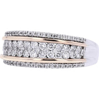 14K White and Rose Gold Two-Tone Diamond Band Ring with 3/4 Carat Total Diamond Weight