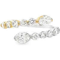14K White and Yellow Gold Open Wrap Fashion Ring with Oval and Graduated Round Diamonds - 1.07 Carat Total Diamond Weight by Auriventus