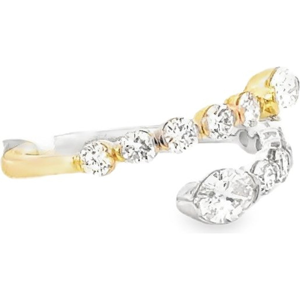 14K White and Yellow Gold Open Wrap Fashion Ring with Oval and Graduated Round Diamonds - 1.07 Carat Total Diamond Weight by Auriventus