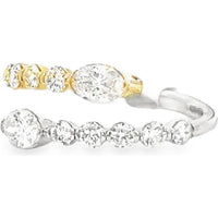 14K White and Yellow Gold Open Wrap Fashion Ring with Oval and Graduated Round Diamonds - 1.07 Carat Total Diamond Weight by Auriventus