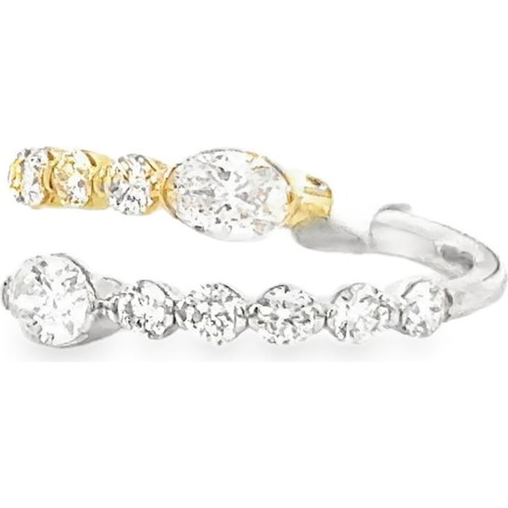 14K White and Yellow Gold Open Wrap Fashion Ring with Oval and Graduated Round Diamonds - 1.07 Carat Total Diamond Weight by Auriventus